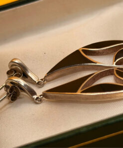 Vintage Sterling Silver Onyx Dangle Earrings
