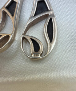 Vintage Sterling Silver Onyx Dangle Earrings