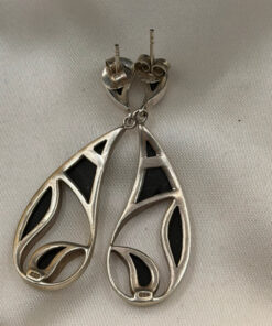 Vintage Sterling Silver Onyx Dangle Earrings