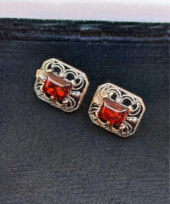 Vintage Cherry amber Studs, Dangle Earrings - Magic Squares #144