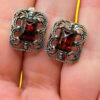 Vintage Cherry amber Studs, Dangle Earrings - Magic Squares #144