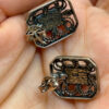 Vintage Cherry amber Studs, Dangle Earrings - Magic Squares #144