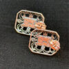 Vintage Cherry amber Studs, Dangle Earrings - Magic Squares #144