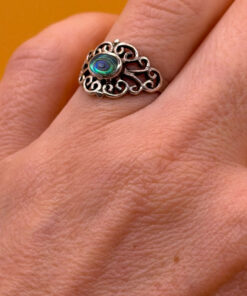 Abalone Oval Filigree Cutout Ring 925 Sterling Silver Sizes L#144