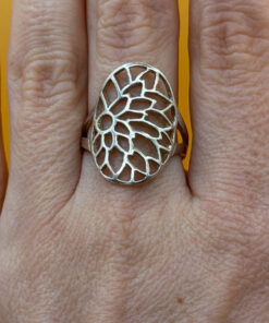 Sterling silver floral ring Uk size P