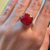Sterling Silver 925 Faceted Carnelian Red Solitaire Ring S#145