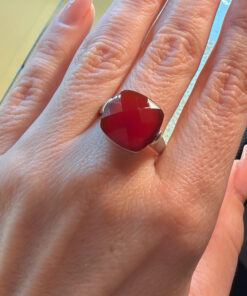 Sterling Silver 925 Faceted Carnelian Red Solitaire Ring S#145