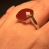 Sterling Silver 925 Faceted Carnelian Red Solitaire Ring S#145