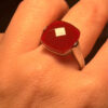 Sterling Silver 925 Faceted Carnelian Red Solitaire Ring S#145