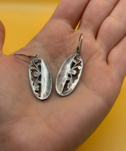 Vintage Earrings, Silver and Onyx # 145