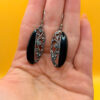 Vintage Earrings, Silver and Onyx # 145