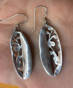 Vintage Earrings, Silver and Onyx