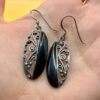 Vintage Earrings, Silver and Onyx # 145