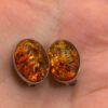 Vintage Baltic amber sterling silver clip-on earrings #145