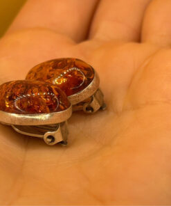 Vintage Baltic amber sterling silver clip-on earrings