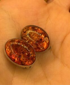 Vintage Baltic amber sterling silver clip-on earrings