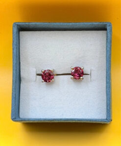 Vintage sterling silver stud earrings featuring tourmaline or cubic zirconia#145