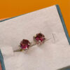 Vintage sterling silver stud earrings featuring tourmaline or cubic zirconia#145