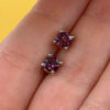 Vintage sterling silver stud earrings featuring tourmaline or cubic zirconia#145
