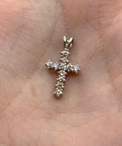 Cross pendant sterling silver CZ#143