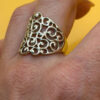 Vintage Sterling Silver Wide Filigree Spiral Pattern RingUk size R