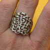 Vintage Sterling Silver Wide Filigree Spiral Pattern RingUk size R