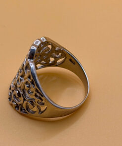 Vintage Sterling Silver Wide Filigree Spiral Pattern RingUk size R
