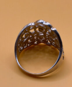 Vintage Sterling Silver Wide Filigree Spiral Pattern RingUk size R