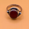 vintage sterling silver ring features a large, oval-shaped cabochon carnelian stone Size M#146