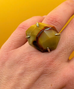Chinese Ring, 925 Silver with Natural Carnelian, Size K