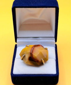 Chinese Ring, 925 Silver with Natural Carnelian, Size K