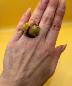 Chinese Ring, 925 Silver with Natural Carnelian, Size K