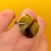 Chinese Ring, 925 Silver with Natural Carnelian, Size K