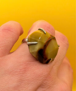 Chinese Ring, 925 Silver with Natural Carnelian, Size K