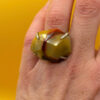 Chinese Ring, 925 Silver with Natural Carnelian, Size K