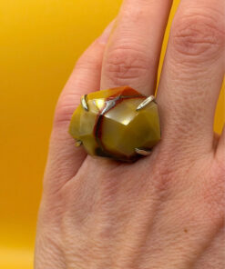 Chinese Ring, 925 Silver with Natural Carnelian, Size K