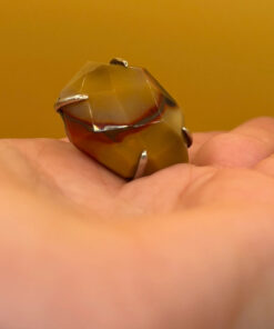 Chinese Ring, 925 Silver with Natural Carnelian, Size K