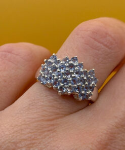 Incredible silver ring, size K, with natural amethysts. #146