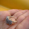 Incredible silver ring, size K, with natural amethysts. #146