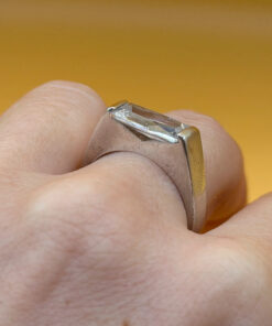 Large cubic zirconia vintage sterling silver ring, size Q