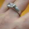 Large cubic zirconia vintage sterling silver ring, size Q #147