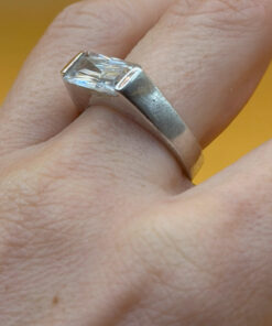 Large cubic zirconia vintage sterling silver ring, size Q