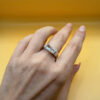 Large cubic zirconia vintage sterling silver ring, size Q #147