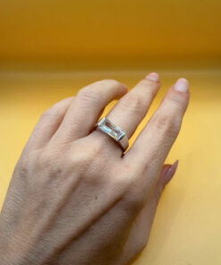 Large cubic zirconia vintage sterling silver ring, size Q