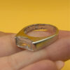 Large cubic zirconia vintage sterling silver ring, size Q #147