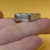 Large cubic zirconia vintage sterling silver ring, size Q #147