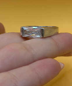 Large cubic zirconia vintage sterling silver ring, size Q