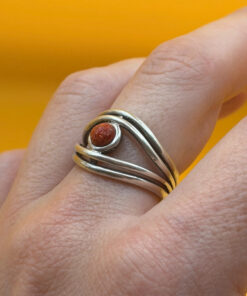 Silver ring with sponge coral, size N