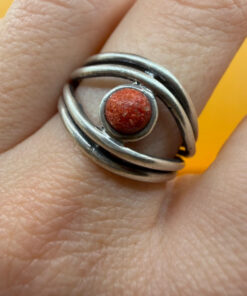 Silver ring with sponge coral, size N#148