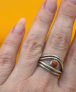 Silver ring with sponge coral, size N